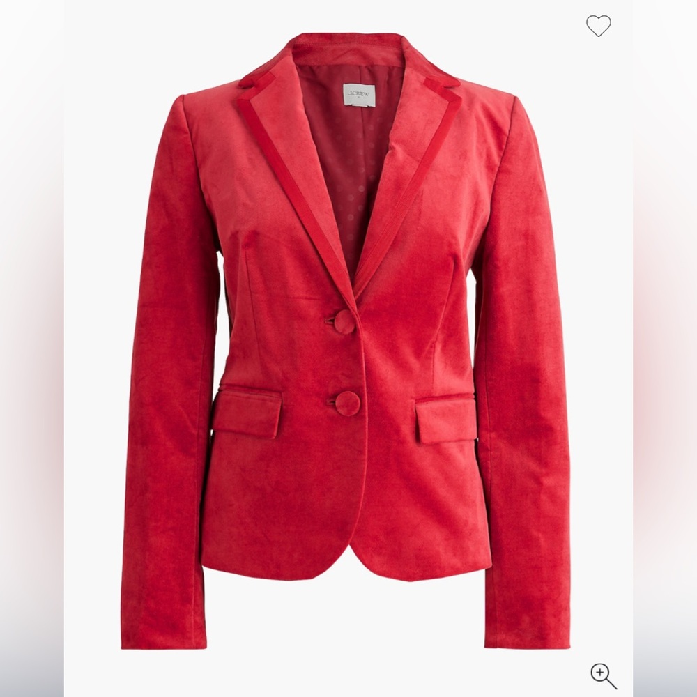 J Crew BERRY SANGRIA Red velvet schoolboy blazer size 4